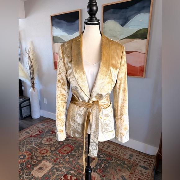 ASOS Design Gold Velvet Jacket - Picture 7 of 8